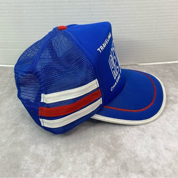 Vintage Three Stripe Retired Trucker Hat Adult Blue Retro 80s Fishing Golf Mesh - Picture 5 of 11